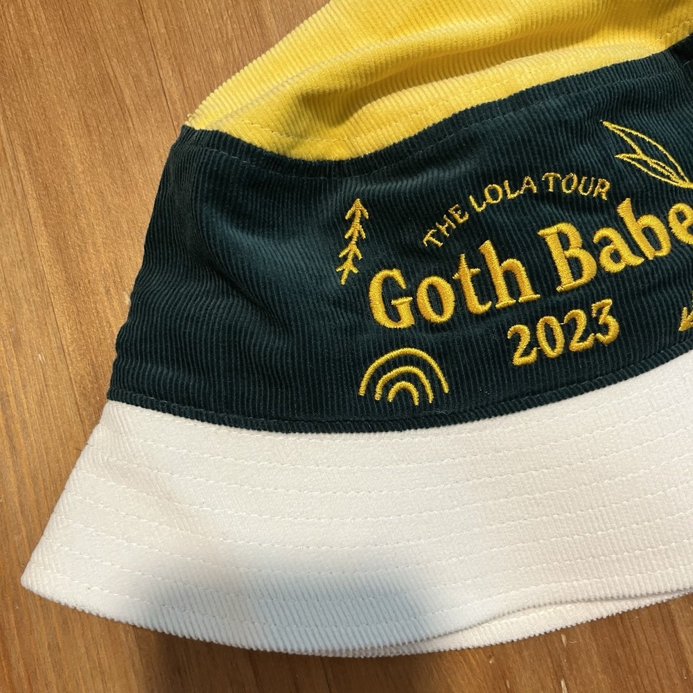 Goth Babe Bucket Hat 2023 The Lola Tour Green Yellow White Corduroy - Picture 2 of 6